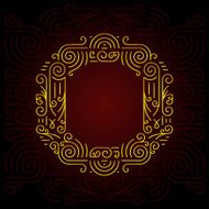 Vector Gold Mono Line style Geometric Font Letter O N2