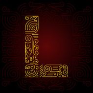 Vector Gold Mono Line style Geometric Font Letter L N2