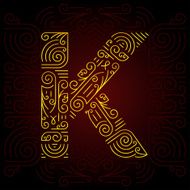Vector Gold Mono Line style Geometric Font Letter K N2