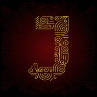 Vector Gold Mono Line style Geometric Font Letter J N2