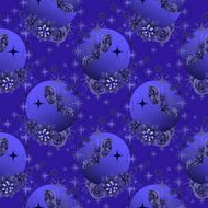 Moon with succulent design among stars N3