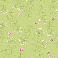 ladybug and cute flowers seamless pattern N2