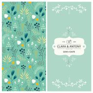 Vector wedding invitation 2 sides Floral background with hand drawn