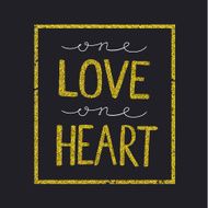 Vector love quote lettering on black backround Square frame