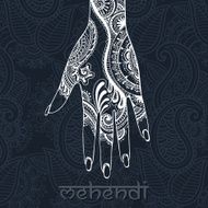 Illustration with mehendi drawing on woman`s hand