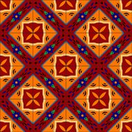 Mexican stylized talavera tiles seamless pattern in red and yellow