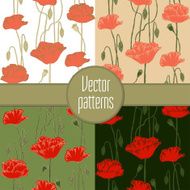 Seamless pattern with poppies Hand-drawn vector illustration