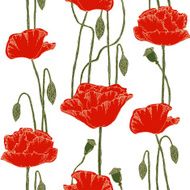 Seamless pattern with poppies Hand-drawn vector illustration N2