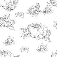 seamless black and white floral pattern N5