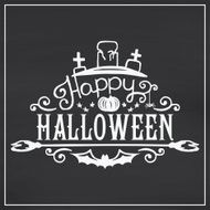 Happy Halloween message design on chalkboard background