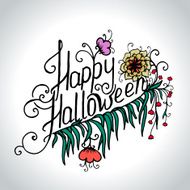 Halloween hand drawn card with skull in flowers N3