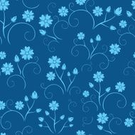 dark blue seamless floral pattern - vector
