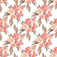 Watercolor illustration with leaves and flowers Seamless pattern 41