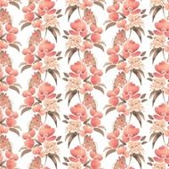Watercolor illustration with leaves and flowers Seamless pattern 41 N2