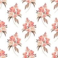 Watercolor illustration with leaves and flowers Seamless pattern 21