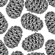 Cone seamless pattern Black and white doodle background N2