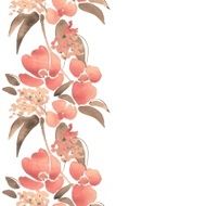Watercolor illustration with leaves and flowers Seamless border 11