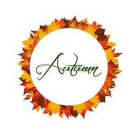 Design element circle with autumn leaves around