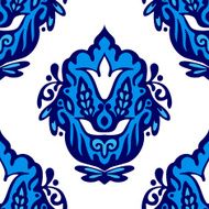 Luxury Damask flower seamless pattern blue background