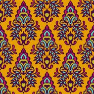 Damask vector festive yellow abstract seamless pattern N3