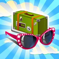 Travel concept Suitcase and sunglasses