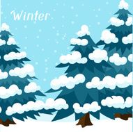 Winter background design with abstract stylized trees