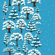 Winter seamless pattern with abstract stylized trees