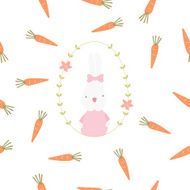 Cute bunny rabbit with carrot seamless background