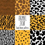 Animal skin hand drawn texture Vector seamless pattern set N4