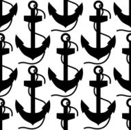 Nautical seamless pattern with anchors and ropes