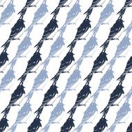 Vector Sitting Swallows Birds Diagonal Seamless Pattern