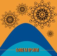 Cover with bended color lines and stylized mandala Print