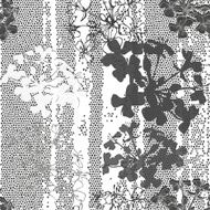 Monochrome seamless pattern of abstract flowers Hand-drawn floral background N17