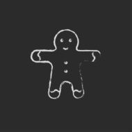 Gingerbread man icon drawn in chalk