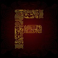 Vector Gold Mono Line style Geometric Font Letter F N2