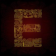 Vector Gold Mono Line style Geometric Font Letter E N2