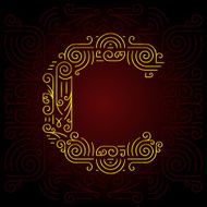Vector Gold Mono Line style Geometric Font Letter C N2