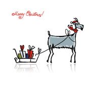 Funny goat sketch Symbol of 2015 new year N2