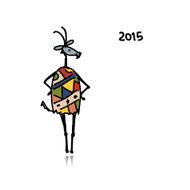 Funny goat sketch Symbol of 2015 new year N3