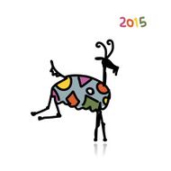 Funny goat sketch Symbol of 2015 new year N7