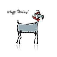 Funny goat sketch Symbol of 2015 new year N12