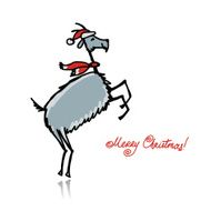Funny goat sketch Symbol of 2015 new year N13