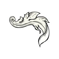 cartoon traditional hand drawn floral swirl
