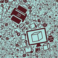 vector background of the three d printer icons