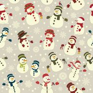 Seamless pattern with Christmas snowmans