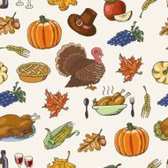 Thanksgiving seamless pattern on white background N2
