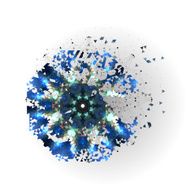 Colorful vector shape molecular construction with connected lines and dots