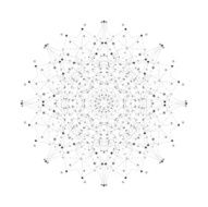 Round vector shape molecular construction with connected lines and dots N5