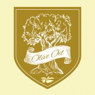 Grunge vintage label with olive tree N2