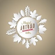 Autumn abstract paper style background circle from papercut leafs N2